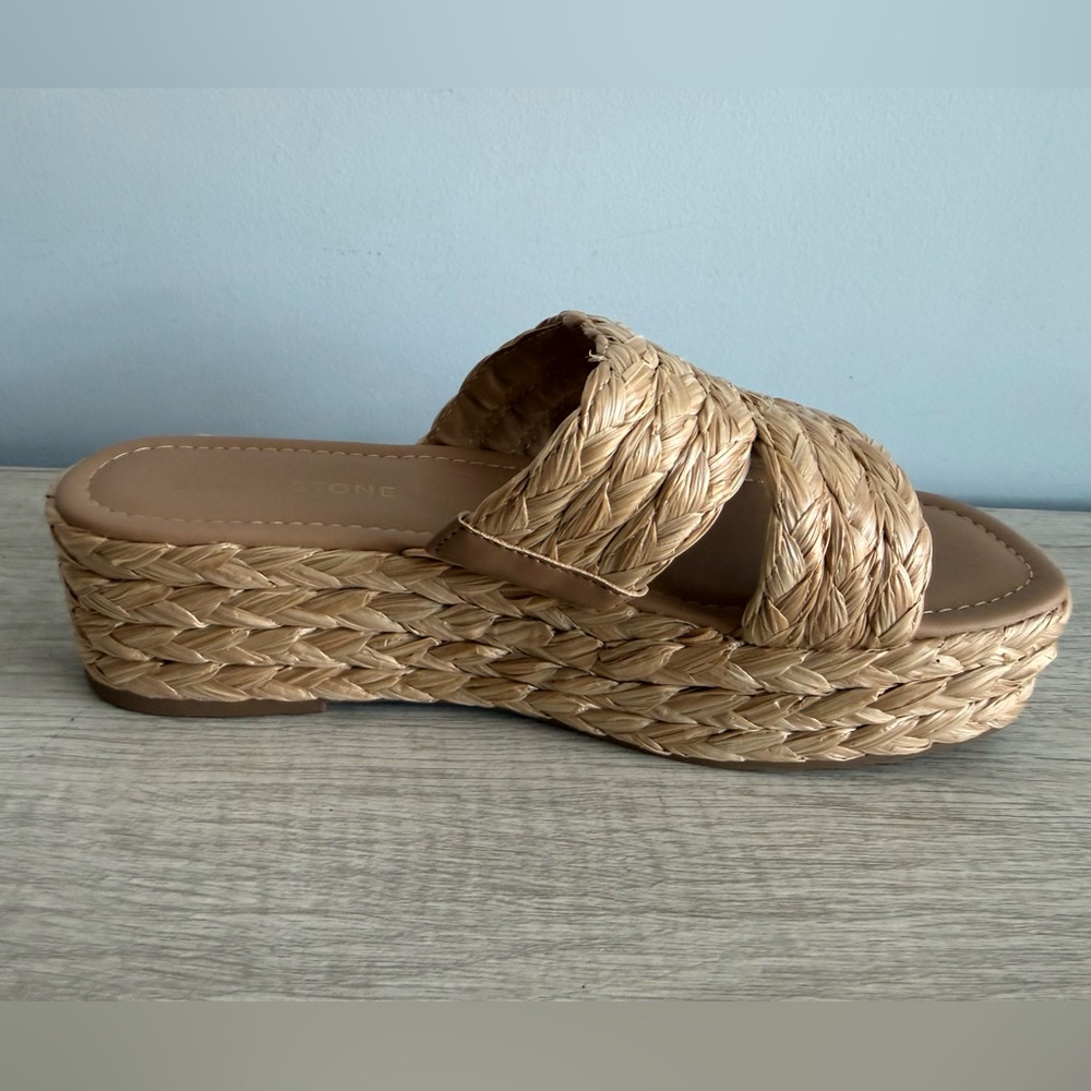 Sun + Stone Women's Olinkaa Woven Slide Espadrille Wedge Sandals Size 7 - Picture 3 of 9